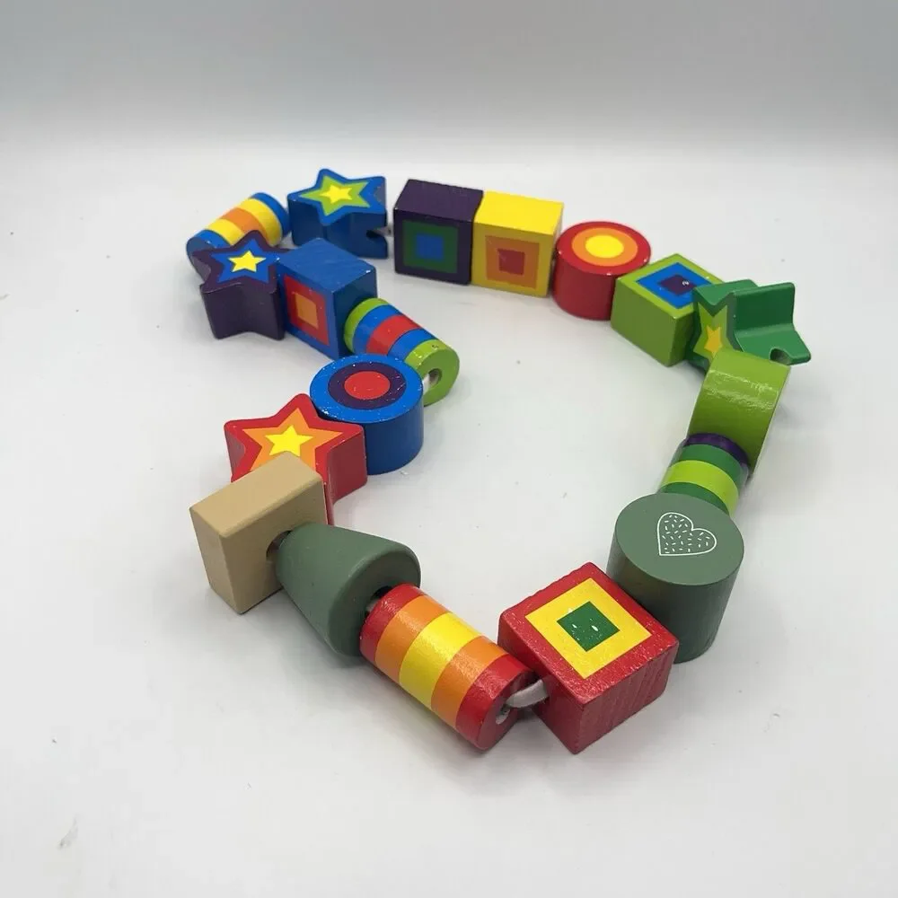 NUMBERS & SHAPES WOODEN LACING BEADS ~ Melissa & and Doug